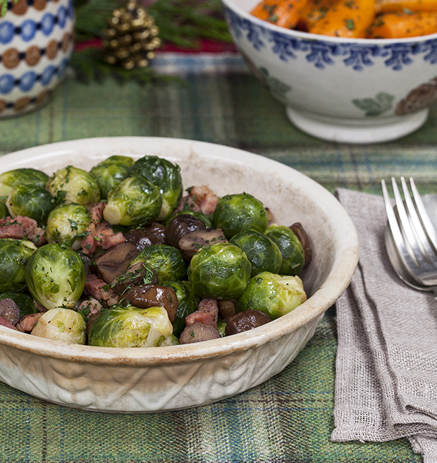 Brussel sprouts with bacon Pancetta and chestnuts recipe